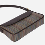 The base of the Paul Smith Brown Leather and Multicoloured Coated Canvas Rectangular Grab Bag.