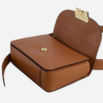 Base view of The Belsize Toffee Brown Leather Small Flapover Shoulder Bag.