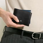 The Meisterstück Black and Ink Blue Leather 6CC Wallet by Montblanc.