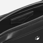 The Montblanc embossed logo inside the Meisterstück Mini Black Leather Cross Body Bag.