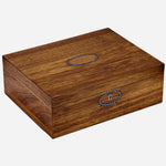 Side view of the Swan Lake Ballet Musical Jewellery Box in Blue and Walnut Wood.