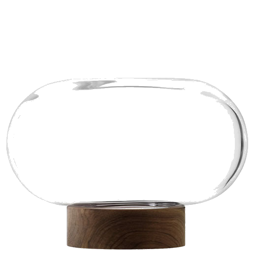 lsa oblate large clear vase with walnut base