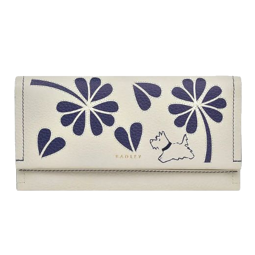 1 radley cut out floral chalk leather large flapover purse 111421
