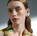 georg jensen large single right daisy ear cuff white enamel model