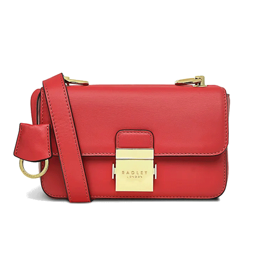 This Red Hanley Close Mini Flap Over Bag by Radley has been made with plain leather.