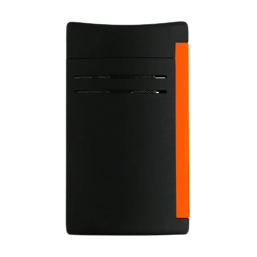 This S.T. Dupont Maxijet Matte Black & Neon Orange Lighter has a sleek and urban finish with the bright orange strip contrasting the black.