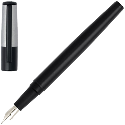 hugo boss gear minimal black chrome fountain pen