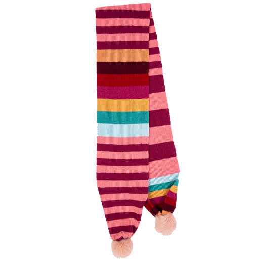 This Pink Stripe Knitted Wool Pom-Pom Scarf was designed by Paul Smith.