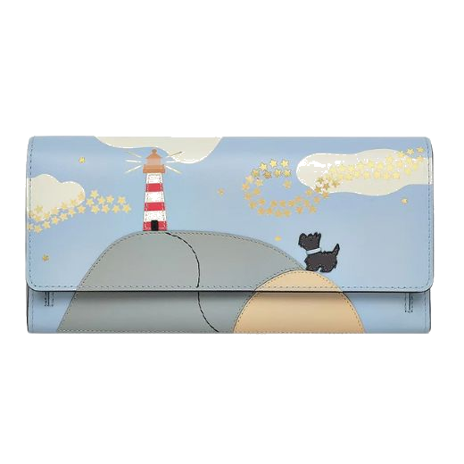 This Radley Lighthouse Smoke Blue Large Matinee Purse is made from smooth cowhide leather with an applique and screen printed design.