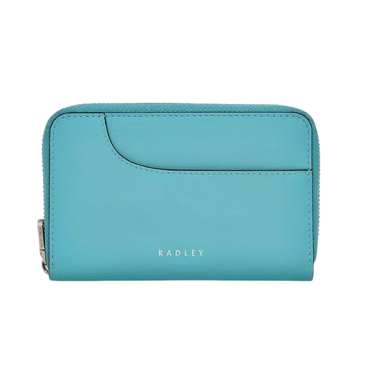 The Pockets Maldives Blue Medium Zip Around Purse features the namesake curved slip pocket.