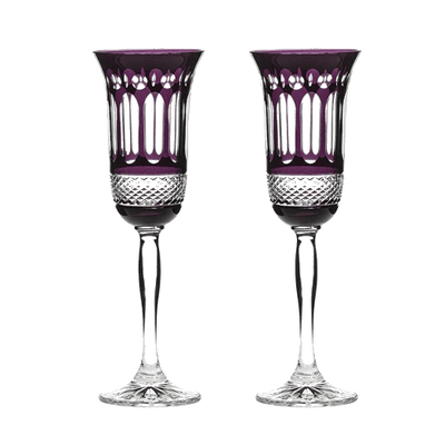 Belgravia 2 x 18cl Mulberry Champagne Flutes in Mulberry with gold presentation box.