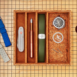 wolf 1834 x analog shift 1976 natural cork watch strap tray lifestyle
