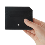 montblanc mst selection soft black 6cc card holder in hand