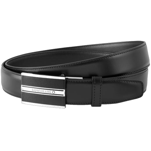 The Montblanc polished black leather belt in the classic line.