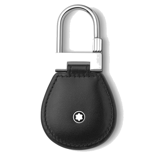 Montblanc's Meisterstück Black Leather Key Fob with calfskin leather and polished stainless steel trims.