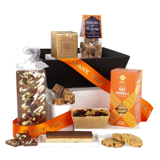 Thank You Gift Hamper with a range of biscuits, chocolates and tea by Wheelers Luxury Hampers.
