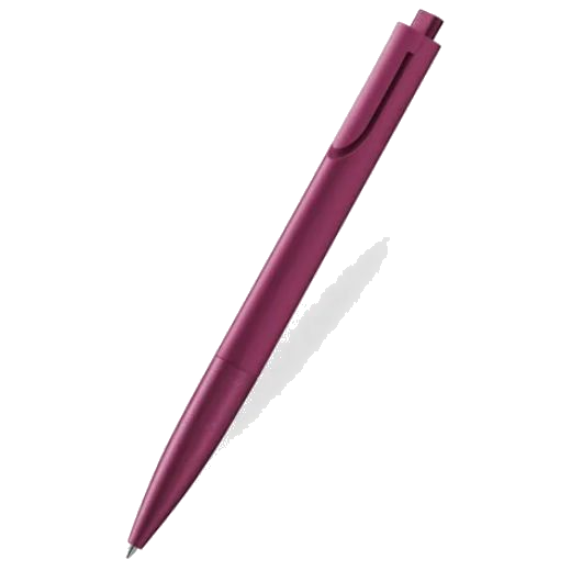 This LAMY Noto Burgundy Ballpoint Pen has a matching burgundy clip that cuts into the barrel to keep the sleek triangular shape.