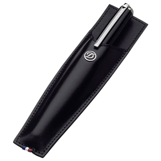 This Black Leather Line D Single Pen Slot was designed by S.T. Dupont Paris.