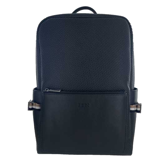 This Hugo Boss leather backpack comes with a monogrammed design.