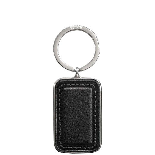 TUMI black leather Alpha Tracer rectangle keyring.