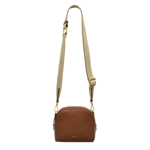 This Radley Arden Crescent Saddle Brown Cross Body Bag has a chunky adjustable strap in ecru with brown leather trims.