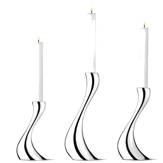 These are the Georg Jensen Stainless Steel Cobra Set of 3 Candle Holders.
