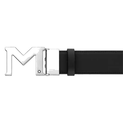 This is the Montblanc Casual Line M Shaped Palladium-Coated Black Belt.