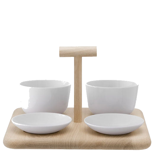 LSA International's Standard Dine Quad Set with Oak Base is perfect for nibbles.