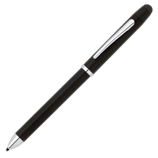 This CROSS Tech3+ Satin Black and Chrome Multi-Function Pen is made out of black lacquer with polished chrome trims.