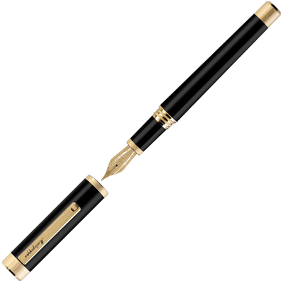 montegrappa zero black yellow gold fountain pen with 14k gold nib
