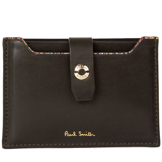 This Paul Smith Green Foil Embossed Pull Out 3CC Card Holder features special gold embossing.