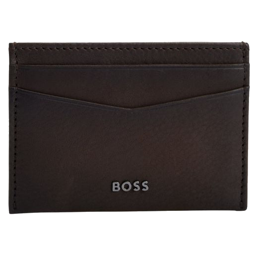 This BOSS Crosstown Brown Suede 4CC Card Holder has a smooth suede exterior with an ombre tanned look.