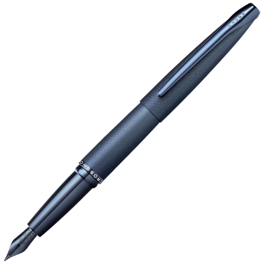 This Cross Brushed Dark Blue ATX Fountain Pen will be presented inside a black gift box.