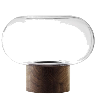 lsa oblate xl clear vase with walnut base