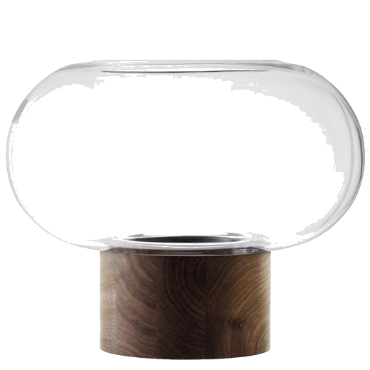 lsa oblate xl clear vase with walnut base
