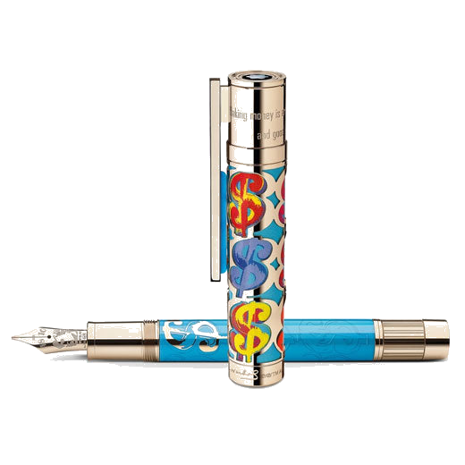 Montblanc's Great Characters Andy Warhol Fountain Pen Limited Edition 100 is made out of precious lacquer in blue with solid 18 K gold.