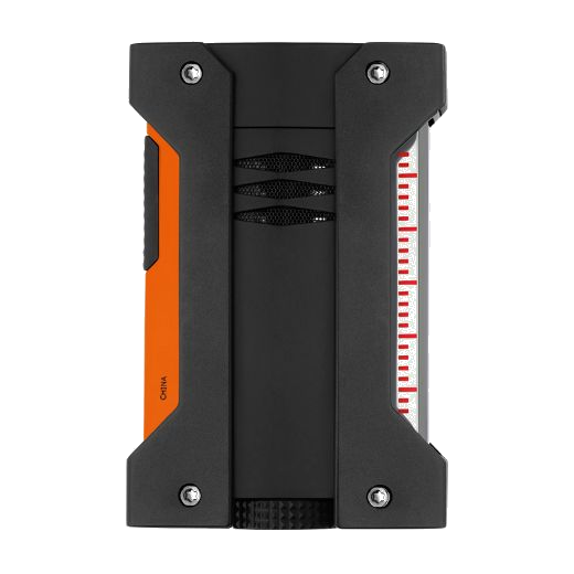 This Défi Extrême Matte Neon Orange Lighter by S.T. Dupont is great for using outdoors as it has a strong blue flame that withstands the wind and cold temperatures.