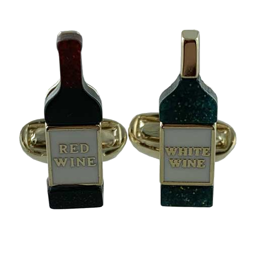 This pair of Paul Smith cufflinks come in the design of a white and red wine bottle.