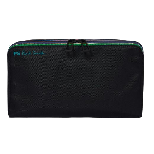 This PS Black 'Sports Stripe' Wash Bag by Paul smith is made out of nylon with cow leather trims in black.