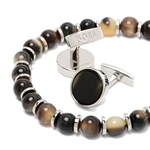 boss 50518701 01 210 brown bead bracelet cufflinks set2 1