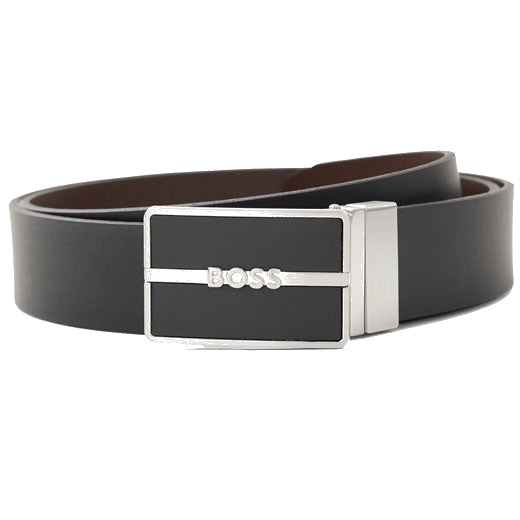 This Glor Reversible Belt with Interchangeable Plaque & Pin Buckles was designed by BOSS.