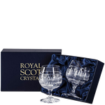 royal scot crystal art deco 2 brandy glasses packaging