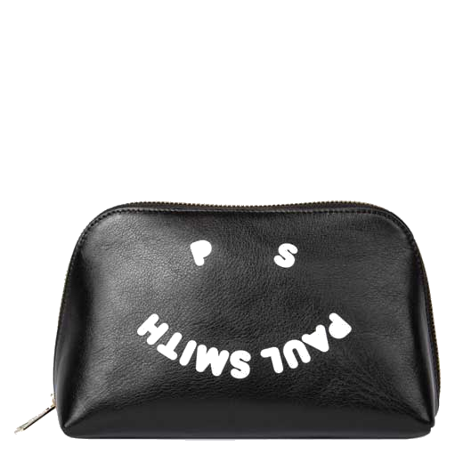 This Paul SmithWomen's 'PS Happy' Black Make-Up Bag features a gold zip.