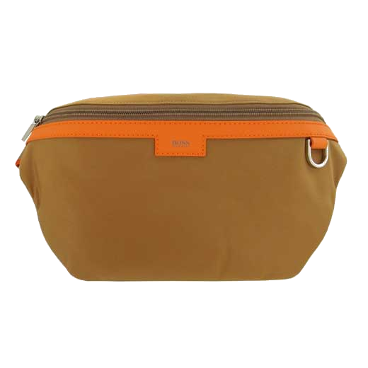 This Hugo Boss brown bumbag comes with a zipped closure method on the front.