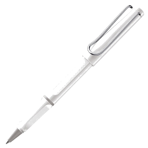 The LAMY white rollerball pen in the Safari collection.