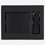 The gift box for the BOSS 8CC Black Leather Trifold Wallet and Black Leather Key Fob Gift Set.