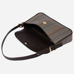 Inside the Paul Smith Brown Leather and Multicoloured Coated Canvas Rectangular Grab Bag.