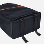 Base of the Navy Blue Recycled Polyester Backpack with Artist Stripe Trim.