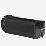 Base view of the Meisterstück Smooth Black Leather Wash Bag with Strap and Nib-Shaped Detailing.