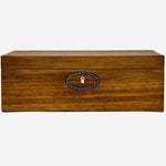 Front view of the Swan Lake Ballet Musical Jewellery Box in Blue and Walnut Wood.